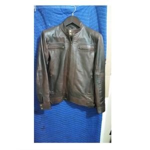 Lambskin Leather Jacket - Dark Brown